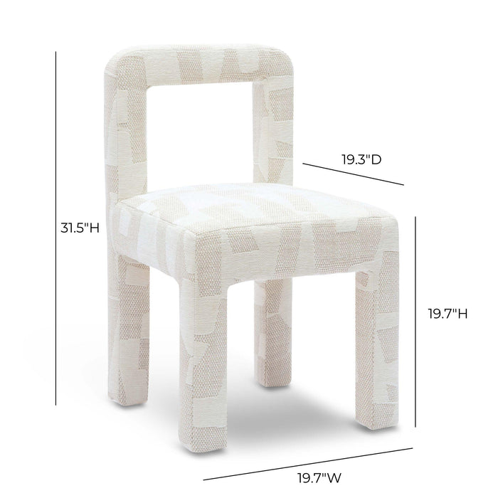Hazel Cream Patterned Jacquard Dining Chair