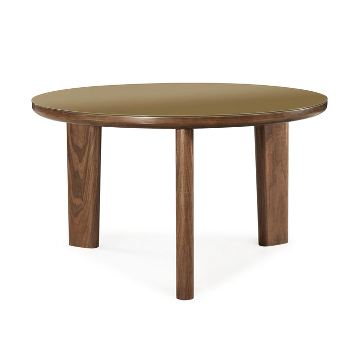 Oani Walnut and Glass Round Dining Table