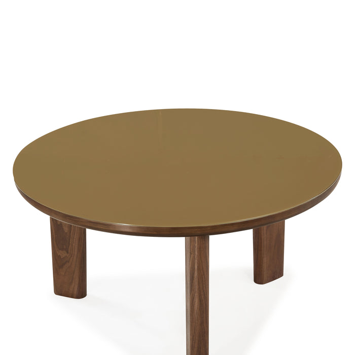 Oani Walnut and Glass Round Dining Table