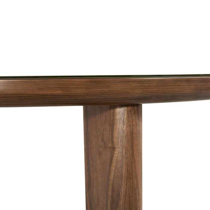 Oani Walnut and Glass Round Dining Table