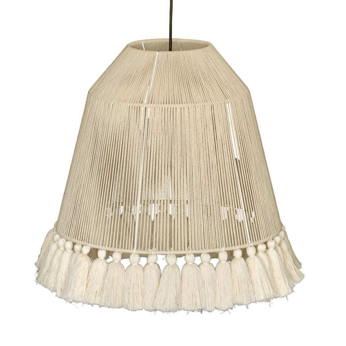 Helen White Cotton Tasseled Pendant Lamp 7