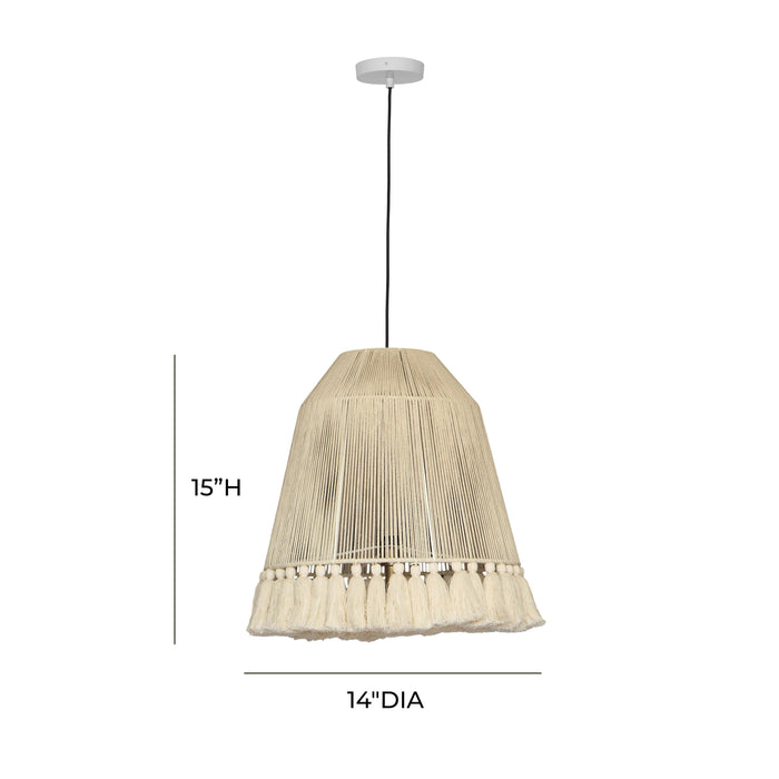Helen White Cotton Tasseled Pendant Lamp 7
