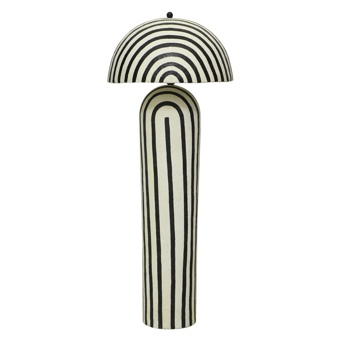 Maiori Black Striped Papier Mache Floor Lamp