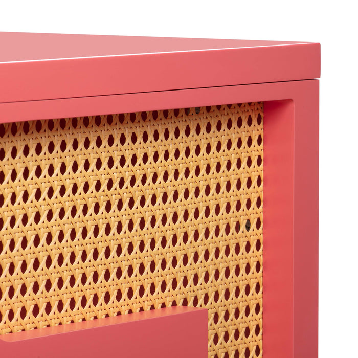 Suzie Coral Pink & Rattan Executive Desk - UK