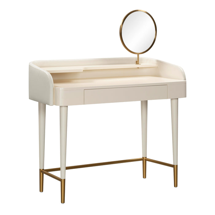 Penelope Cream Vegan Leather Wrapped Vanity Desk - UK
