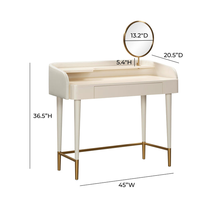 Penelope Cream Vegan Leather Wrapped Vanity Desk - UK