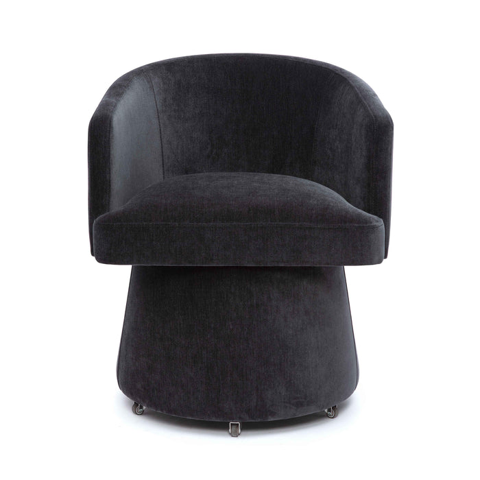 Kristen Black Upcycled Chenille Rolling Desk Chair