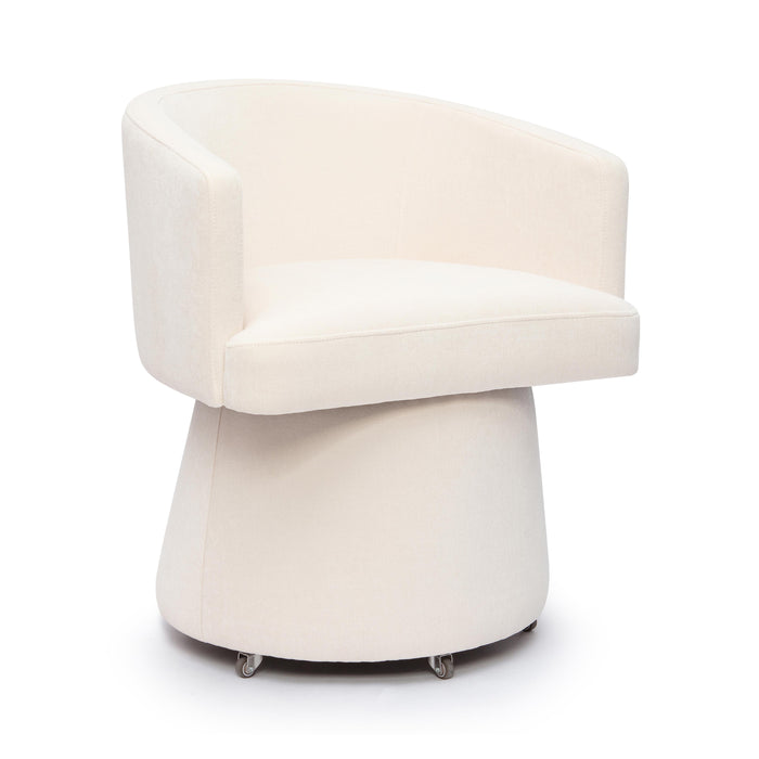 Kristen Cream Upcycled Chenille Rolling Desk Chair