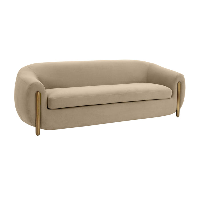 Lina Cafe Au Lait Brown Velvet Sofa - UK