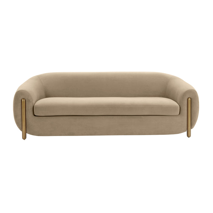 Lina Cafe Au Lait Brown Velvet Sofa - UK