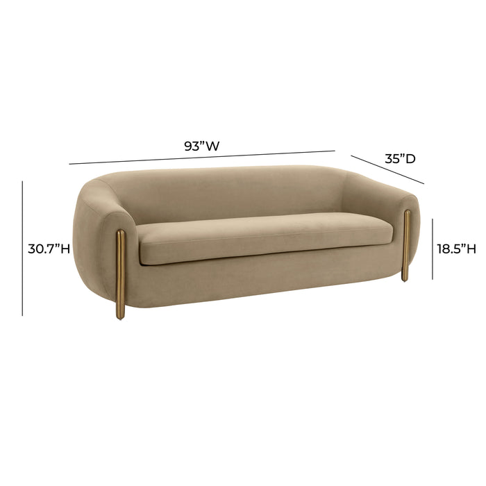 Lina Cafe Au Lait Brown Velvet Sofa - UK