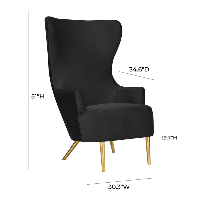 Julia Black Velvet Wingback Chair - UK