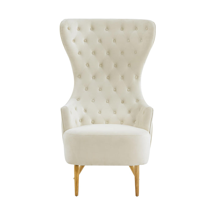 Jezebel Cream Velvet Wingback Chair - UK