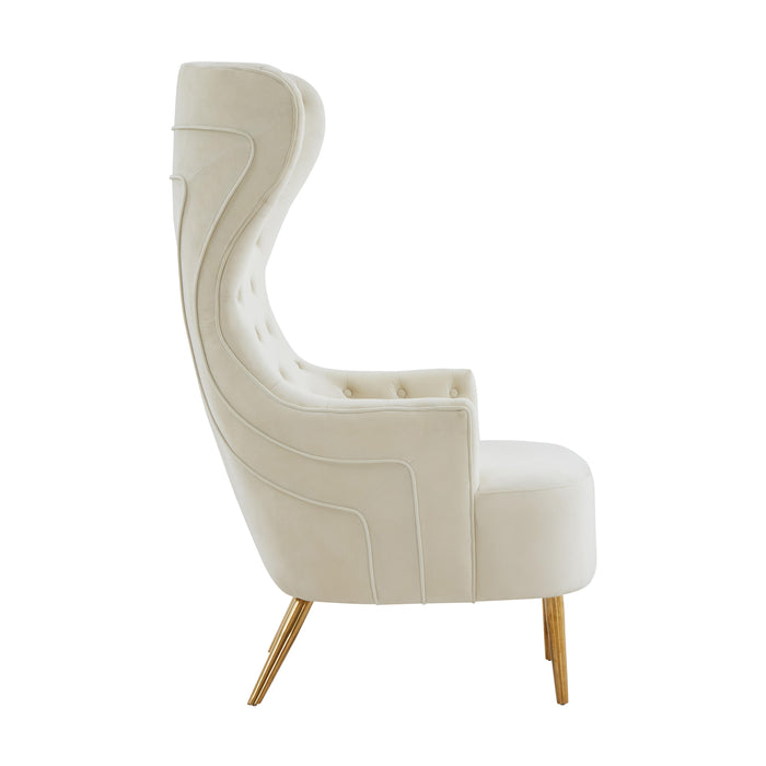 Jezebel Cream Velvet Wingback Chair - UK