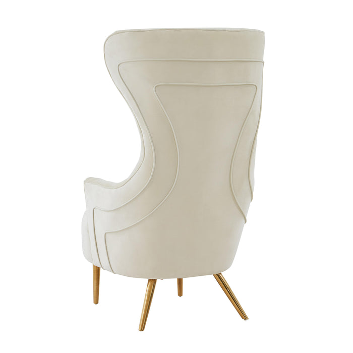 Jezebel Cream Velvet Wingback Chair - UK