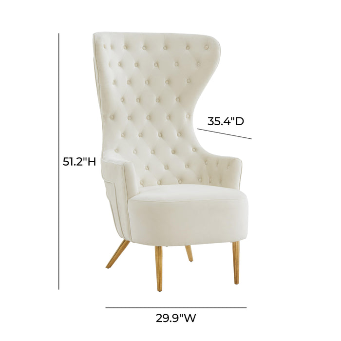 Jezebel Cream Velvet Wingback Chair - UK