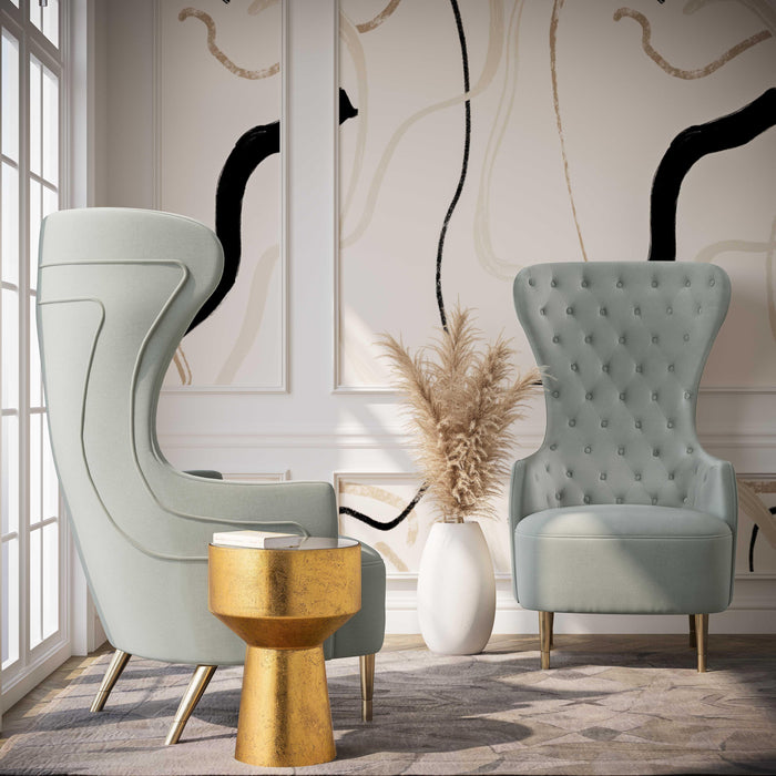 Jezebel Grey Velvet Wingback Chair - UK