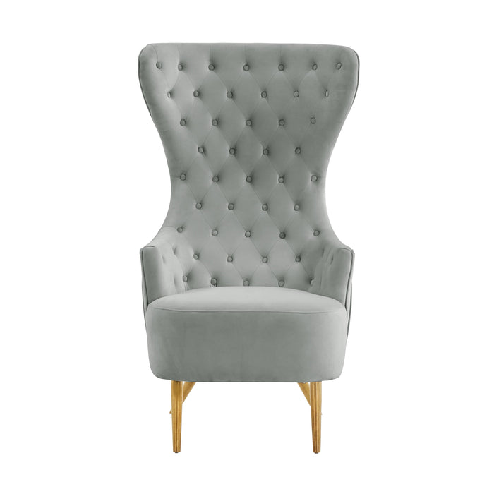 Jezebel Grey Velvet Wingback Chair - UK