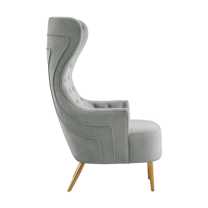 Jezebel Grey Velvet Wingback Chair - UK