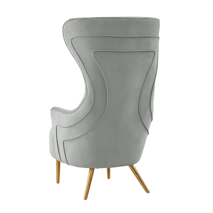 Jezebel Grey Velvet Wingback Chair - UK