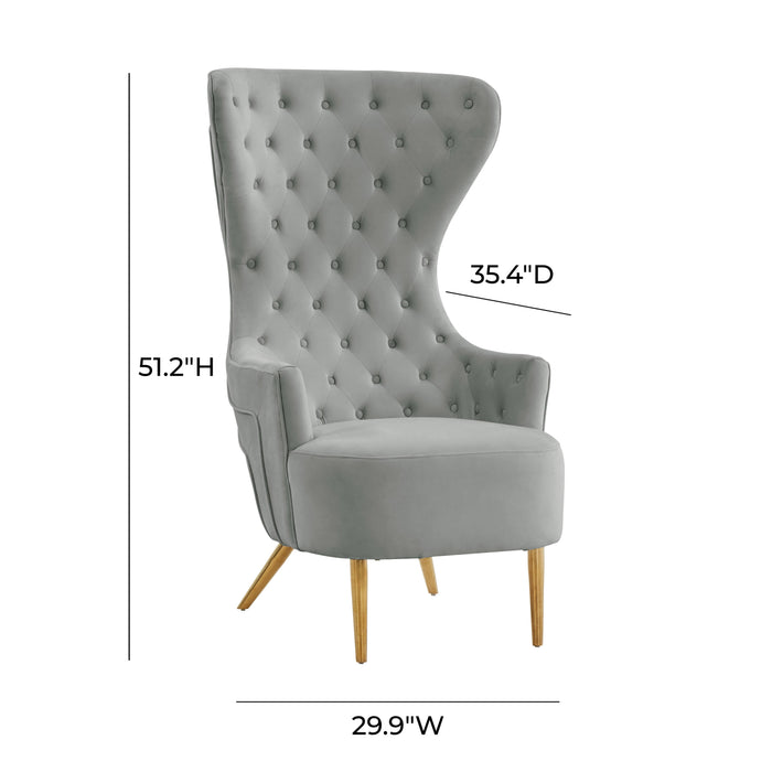 Jezebel Grey Velvet Wingback Chair - UK