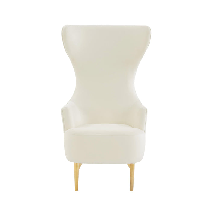 Julia Cream Velvet Channel Tufted Wingback Chair - UK