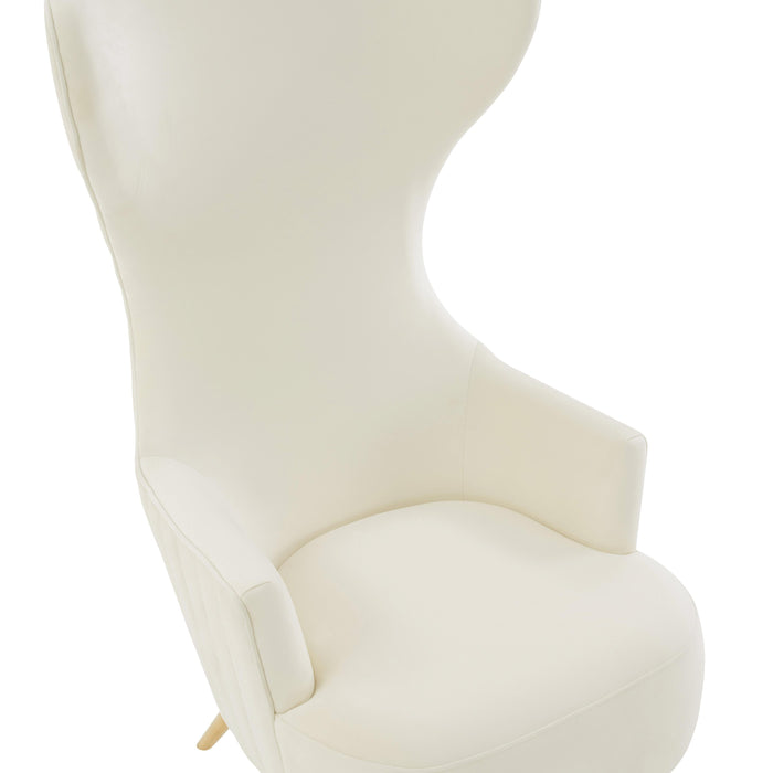 Julia Cream Velvet Channel Tufted Wingback Chair - UK