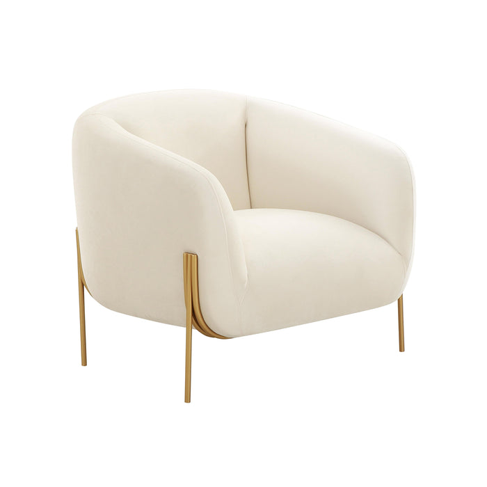 Kandra Cream Velvet Accent Chair - UK