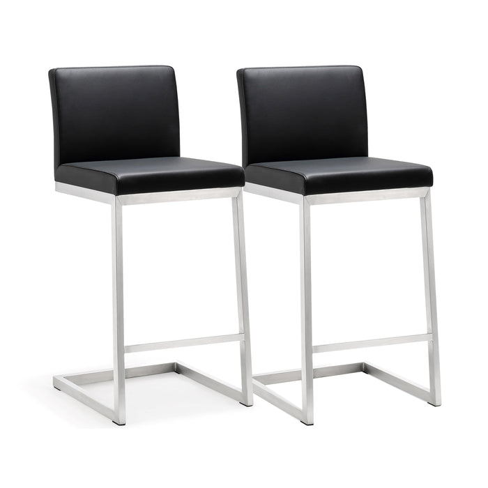 Parma Black Stainless Steel Counter Stool - Set of 2 - UK