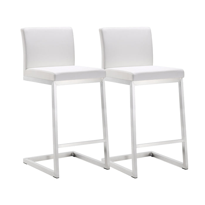 Parma White Stainless Steel Counter Stool - Set of 2 - UK