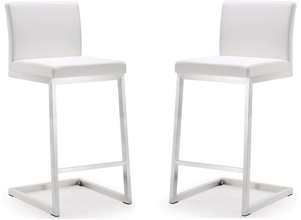 Parma White Stainless Steel Counter Stool - Set of 2 - UK