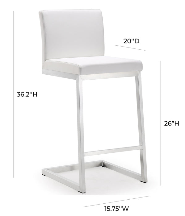 Parma White Stainless Steel Counter Stool - Set of 2 - UK