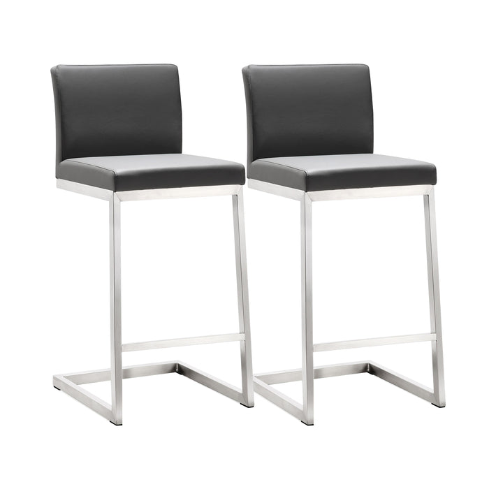 Parma Grey Stainless Steel Counter Stool - Set of 2 - UK
