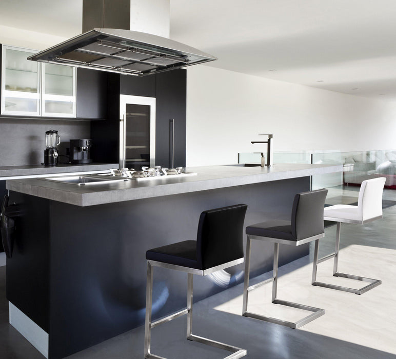 Parma Grey Stainless Steel Counter Stool - Set of 2 - UK