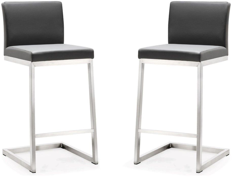 Parma Grey Stainless Steel Counter Stool - Set of 2 - UK