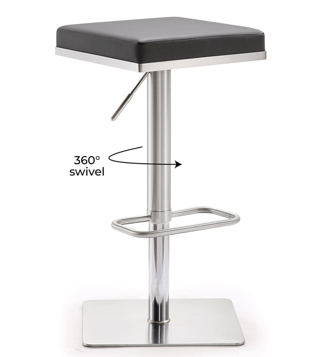 Bari Grey Stainless Steel Adjustable Barstool