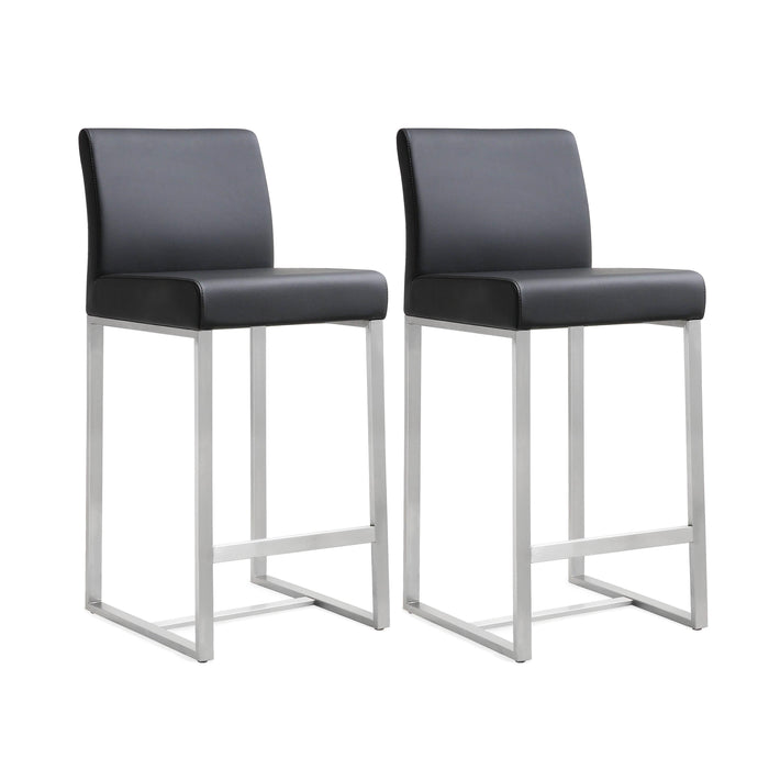 Denmark Black Stainless Steel Counter Stool Set of 2