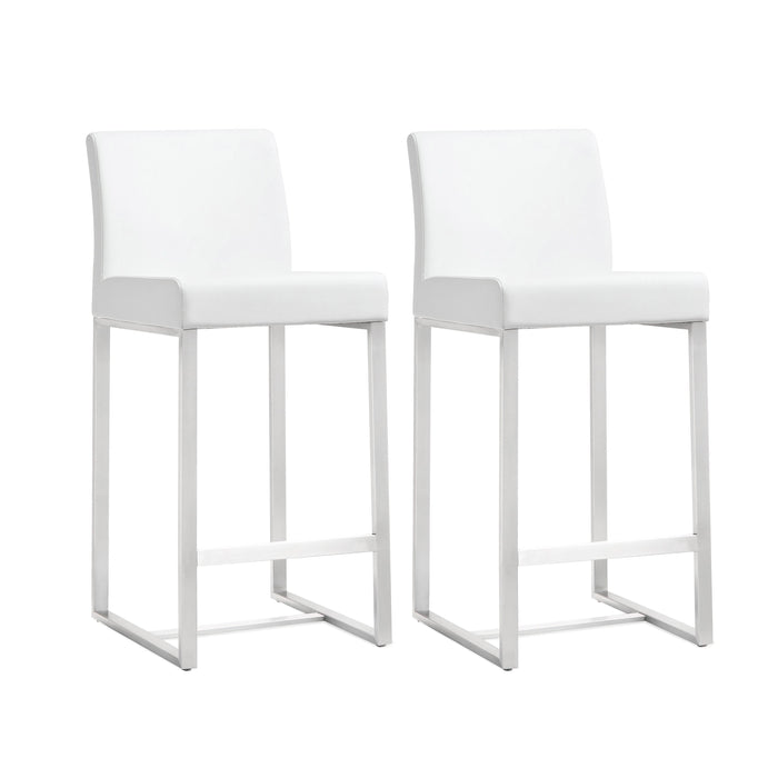 Denmark White Stainless Steel Counter Stool - Set of 2 - UK