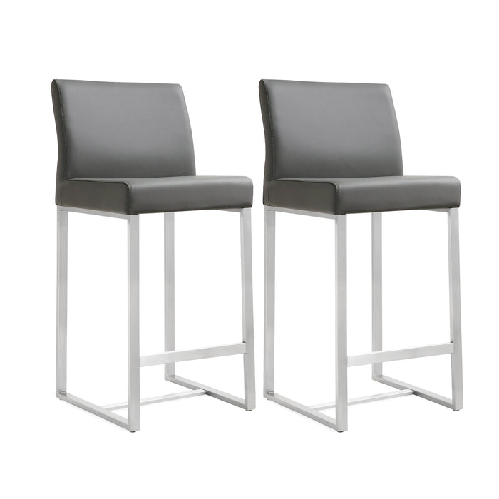 Denmark Grey Stainless Steel Counter Stool - Set of 2 - UK