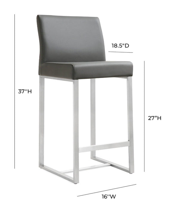 Denmark Grey Stainless Steel Counter Stool - Set of 2 - UK
