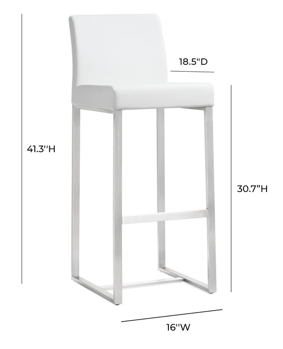 Denmark White Stainless Steel Barstool - Set of 2 - UK