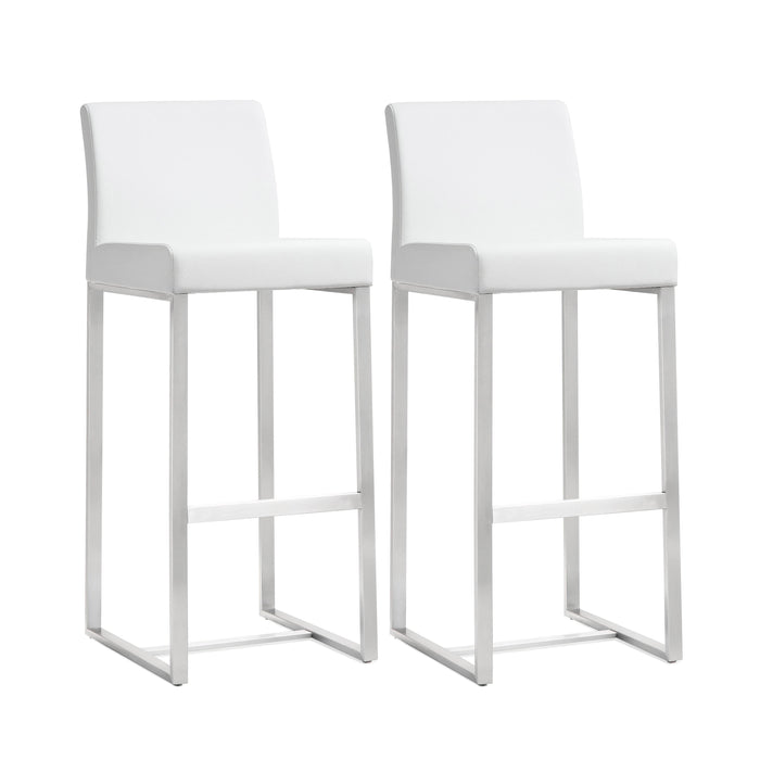 Denmark White Stainless Steel Barstool Set of 2