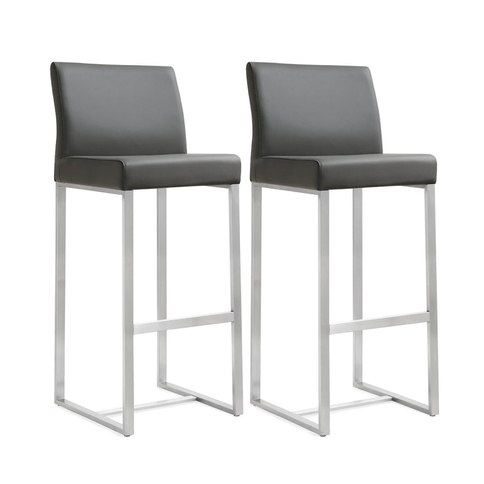 Denmark Grey Stainless Steel Barstool Set of 2
