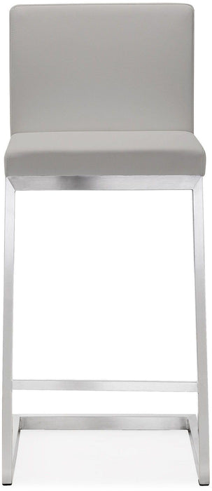 Parma Light Grey Stainless Steel Counter Stool - Set of 2 - UK