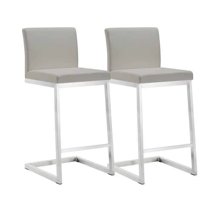 Parma Light Grey Stainless Steel Counter Stool Set of 2