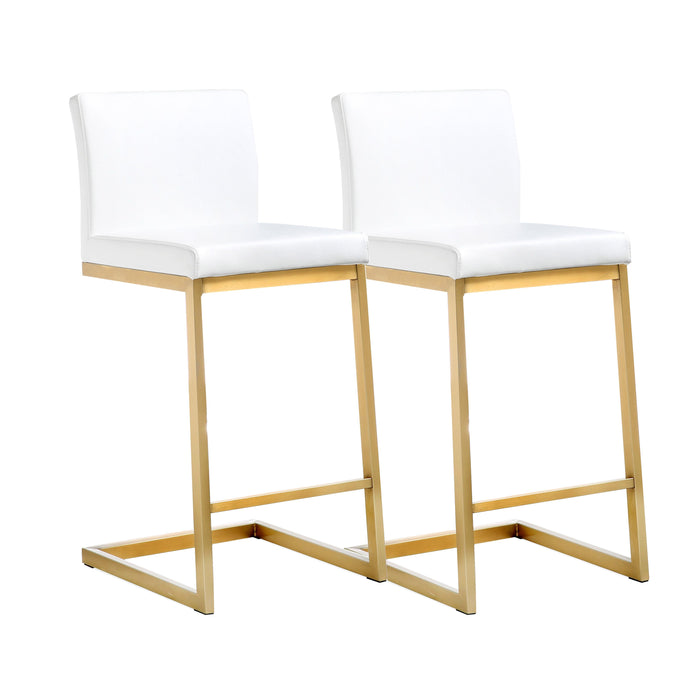Parma White Gold Steel Counter Stool Set of 2