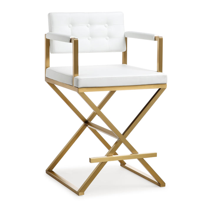 Director White Gold Steel Counter Stool