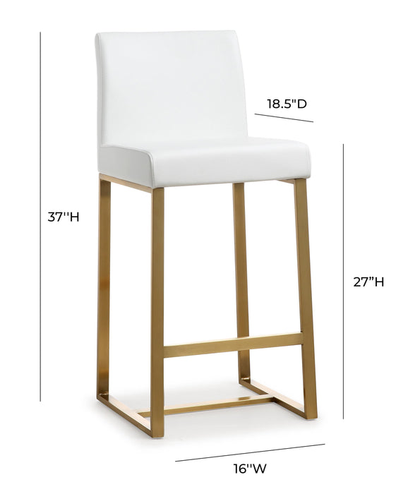 Denmark White Gold Steel Counter Stool - Set of 2 - UK