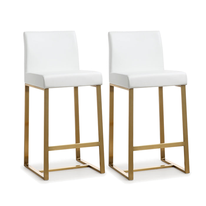 Denmark White Gold Steel Counter Stool Set of 2