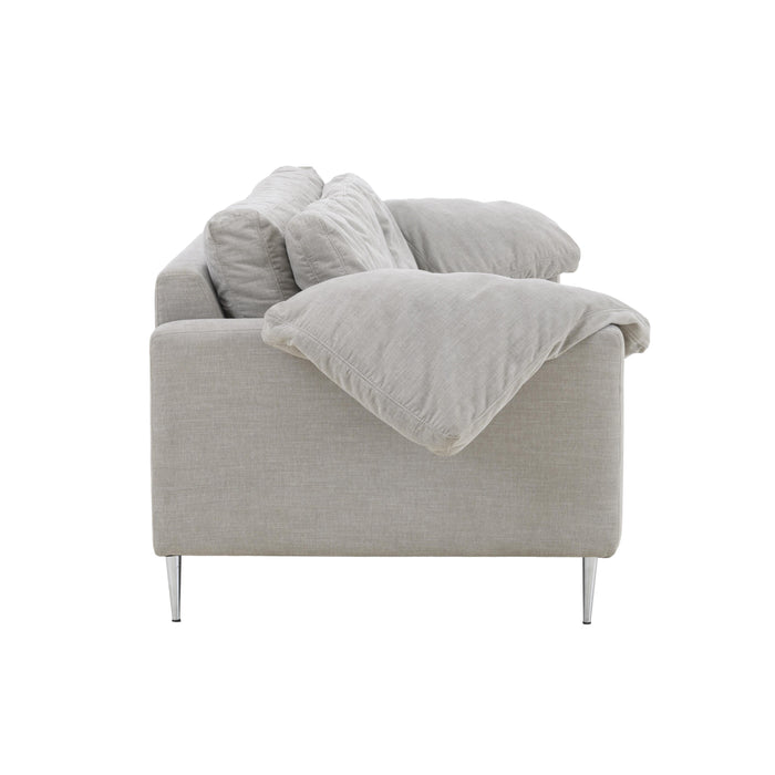 Vari Light Grey Textured Velvet Lounge Sofa 5